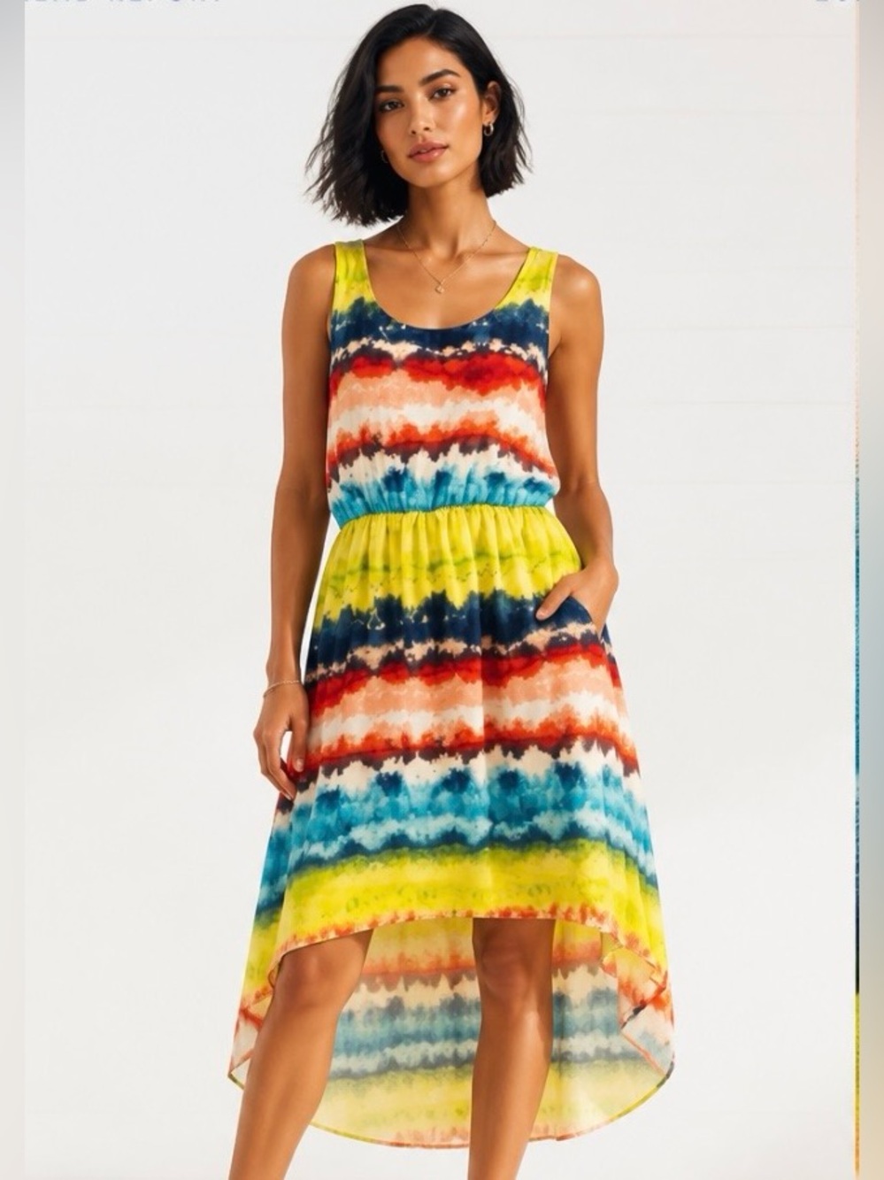 BAND OF GYPSIES Dress Anthropologie Watercolor Boho Sleeveless Shift